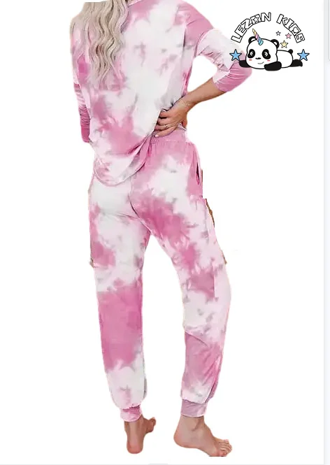 LEZONKIDS - Customized Hot Products Woolen Tie-Dye Kids Clothes Fall Tracksuits Set with Custom Logo for 2-14T Girls